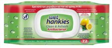 WET HANKIES ΑΝΤΙΒΑΚΤΗΡΙΔΙΑΚΑ ΥΓΡΟΜΑΝΤΗΛΑ ΧΕΡΙΩΝ 72ΤΜΧ ΛΕΜΟΝΙ CLEAN & REFRESH (ΚΑΠΑΚΙ) ΕΛΛΗΝΙΚΟ