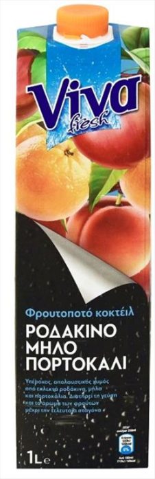 VIVA FRESH 1LT ΦΡΟΥΤΟΠΟΤΟ  ΡΟΔΑΚΙΝΟ ΜΗΛΟ ΠΟΡΤΟΚΑΛΙ