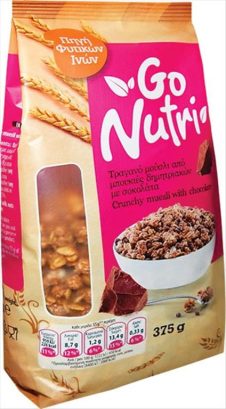 GO NUTRI ΤΡΑΓΑΝΟ ΜΟΥΣΛΙ 375ΓΡ ΚΟΜΜΑΤΙΑ ΣΟΚΟΛΑΤΑΣ