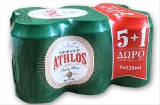 ATHLOS ΜΠΥΡΑ KOYTI (330ML Χ 5+1ΔΩΡΟ) Χ 4