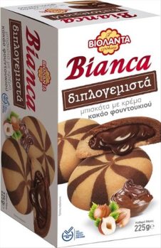 ΒΙΟΛΑΝΤΑ BIANCA ΔΙΠΛΟΓΕΜΙΣΤΑ ΜΠΙΣΚΟΤΑ 225ΓΡ ΜΕ ΚΡΕΜΑ ΚΑΚΑΟ ΦΟΥΝΤΟΥΚΙΟΥ