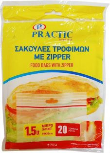 PRACTIC ΣΑΚΟΥΛΕΣ ΤΡΟΦΙΜΩΝ 1,5L 18X24CM 20ΤΜΧ ΜΕ ZIPPER