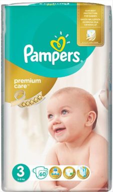 PAMPERS PREMIUM CARE No3 JUMBO (5-9KG) / 60ΤΕΜ