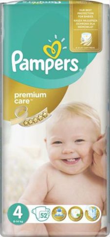 PAMPERS PREMIUM CARE No4 JUMBO (8-14KG) / 52ΤΕΜ
