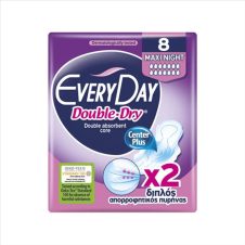 EVERYDAY ΣΕΡΒΙΕΤΕΣ DOUBLE DRY MAXI NIGHT 8ΤΕΜ ΕΛΛΗΝΙΚΟ